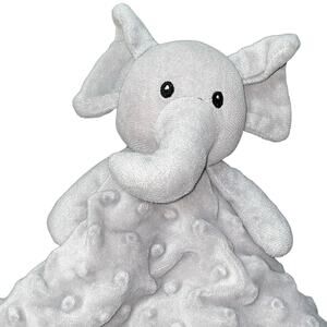 Boritar Lovey Elephant Plush Gray Minky Dot Security Blanket Baby Zoo Animal 14"